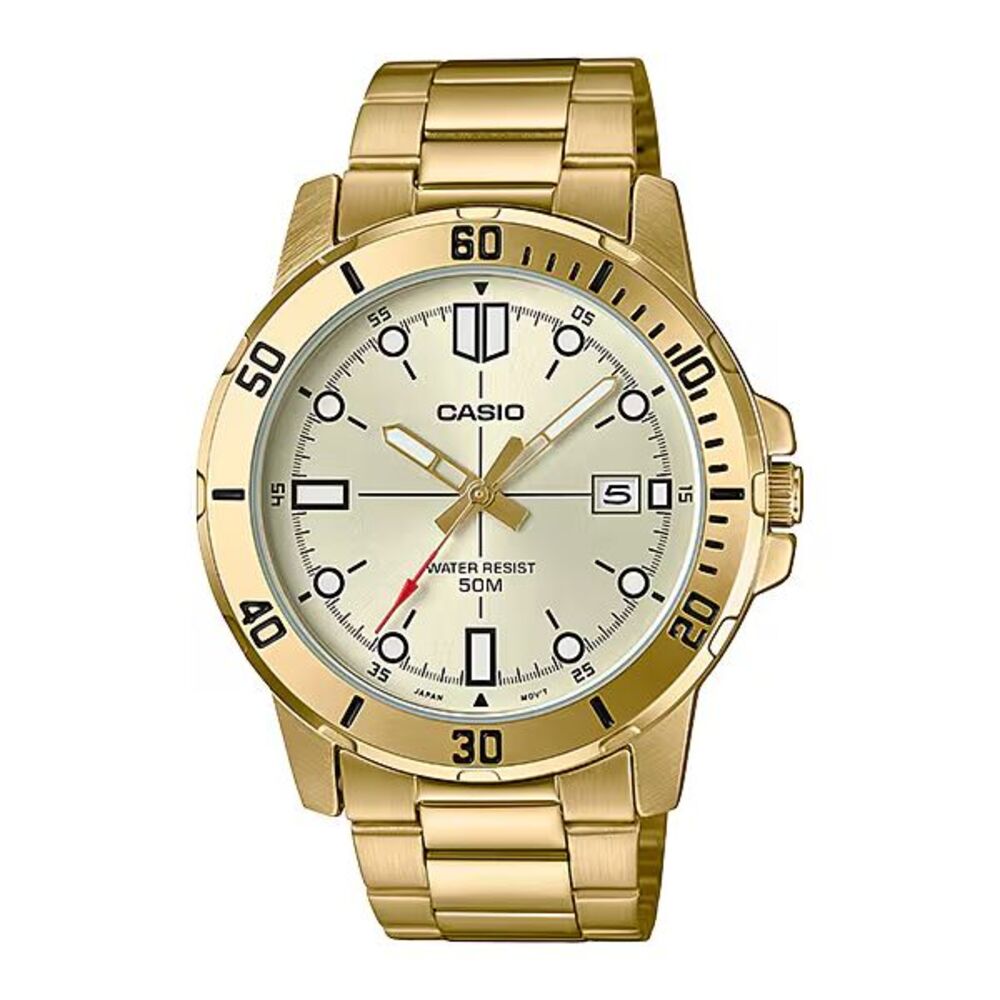 Casio Men’s Gold Analog Watch with Champagne Dial - MTP-VD01G-9EV